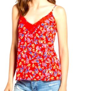 NWT!! Red Floral Spaghetti Strap Cami Tank Top
